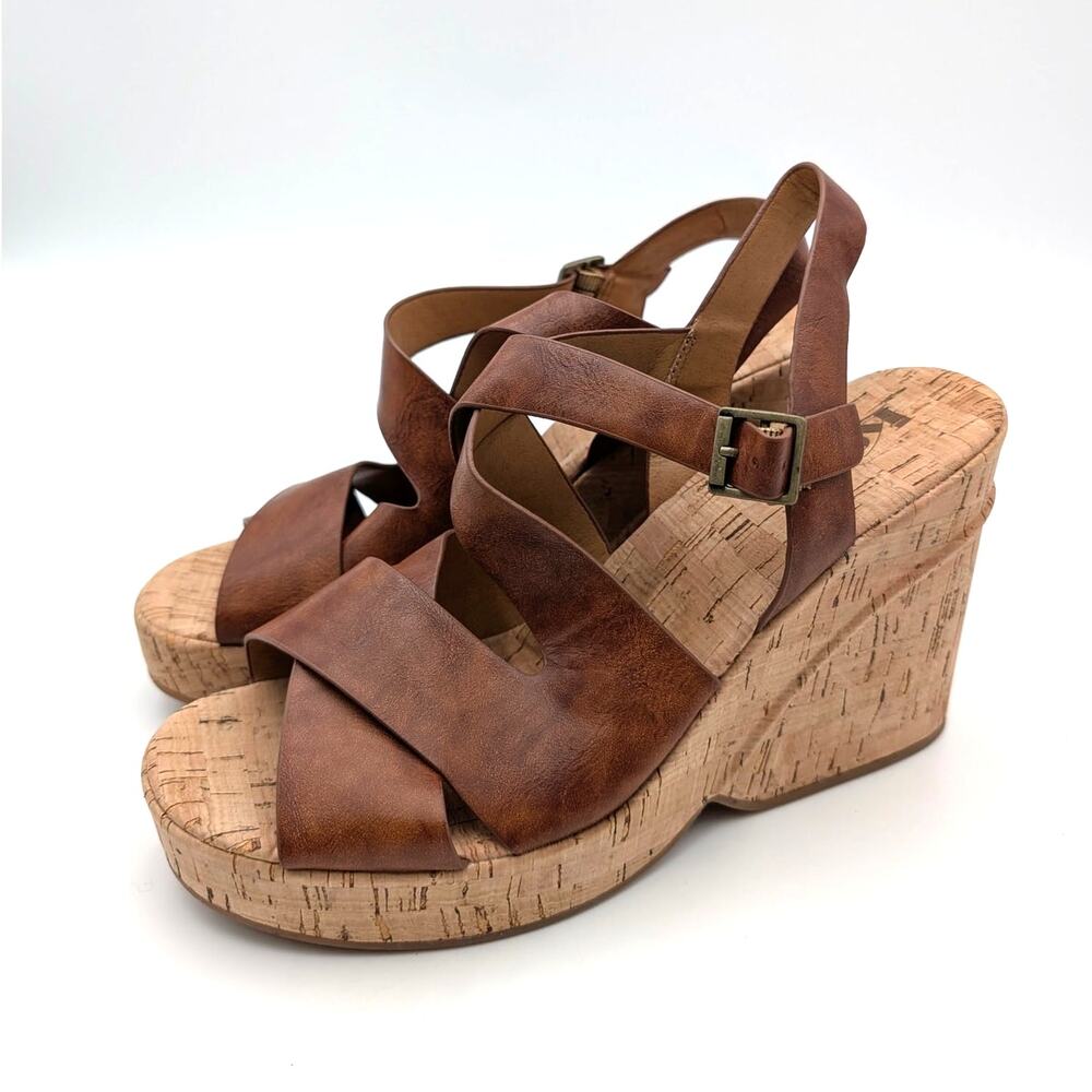 Korks Brigitte Platform Wedge Heel Sandals Women's Tan Size US10M EU40.5